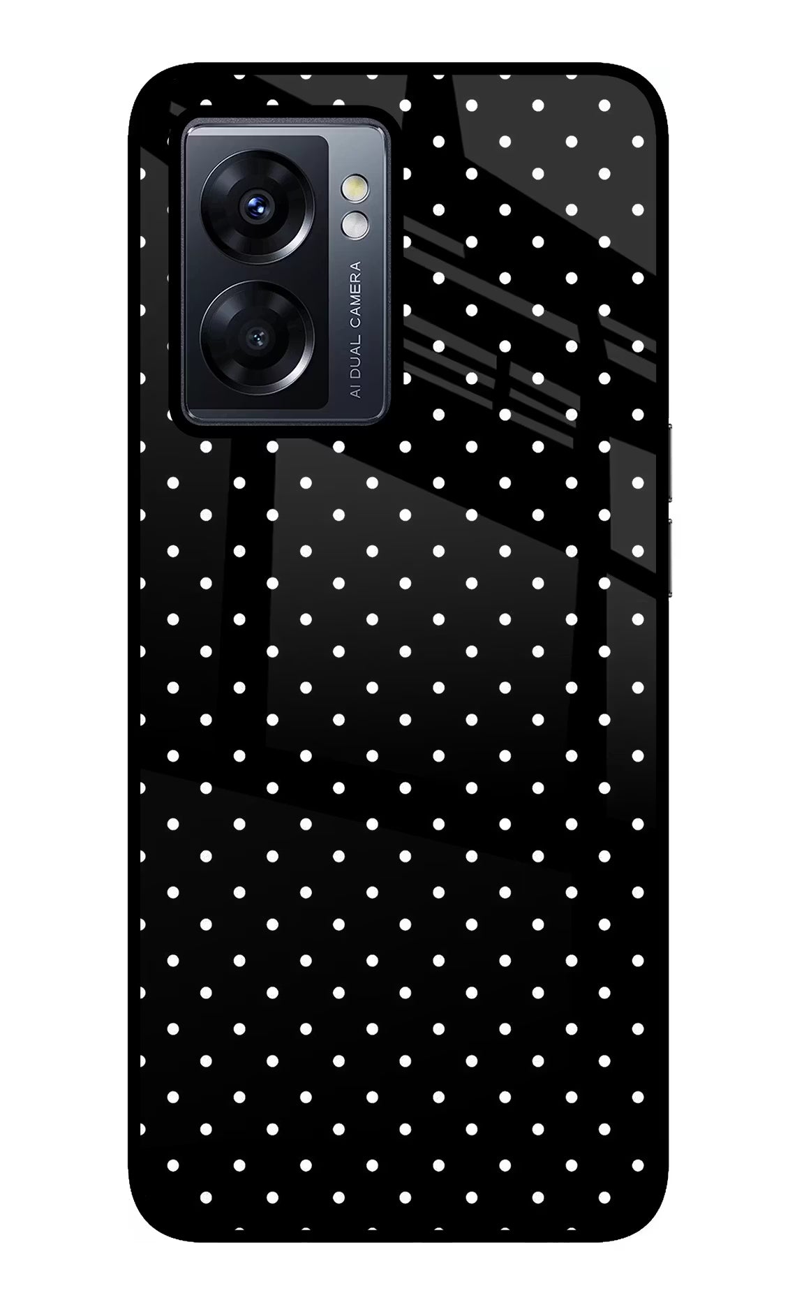 White Dots Oppo K10 5G Glass Case Back Cover by Casekaro
