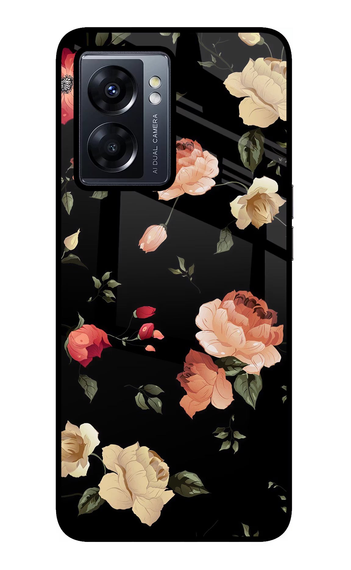 Flowers Oppo K10 5G Glass Case Back Cover by Casekaro