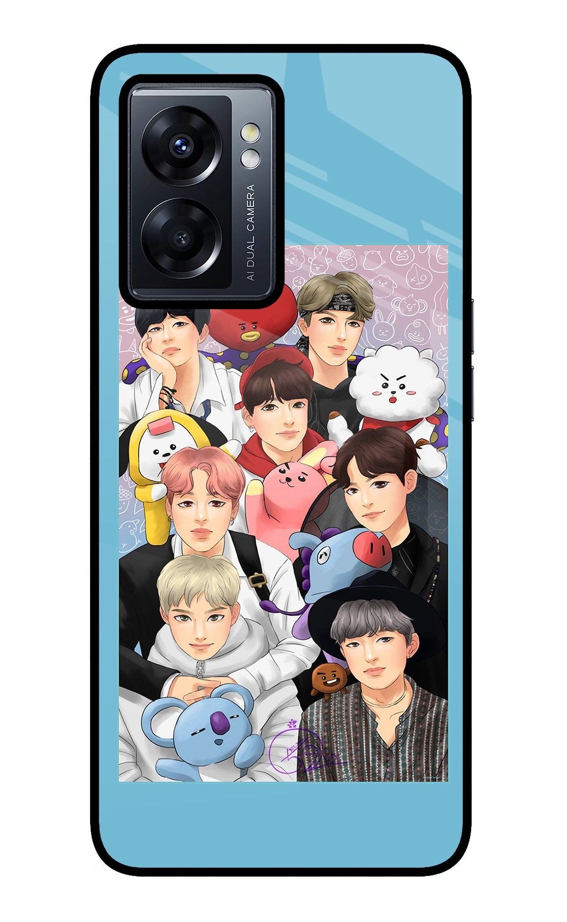 BTS with animals Oppo K10 5G Glass Case