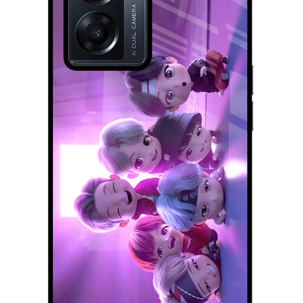 BTS Chibi Oppo K10 5G Glass Case Back Cover by Casekaro