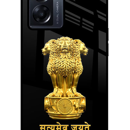 Satyamev Jayate Golden Oppo K10 5G Glass Case Back Cover by Casekaro
