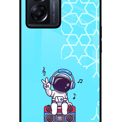 Cute Astronaut Chilling Oppo K10 5G Glass Case Back Cover by Casekaro