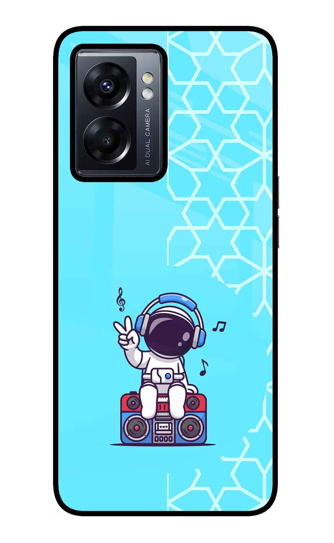 Cute Astronaut Chilling Oppo K10 5G Glass Case Back Cover by Casekaro