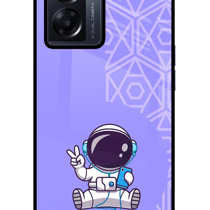 Cute Astronaut Chilling Oppo K10 5G Glass Case Back Cover by Casekaro