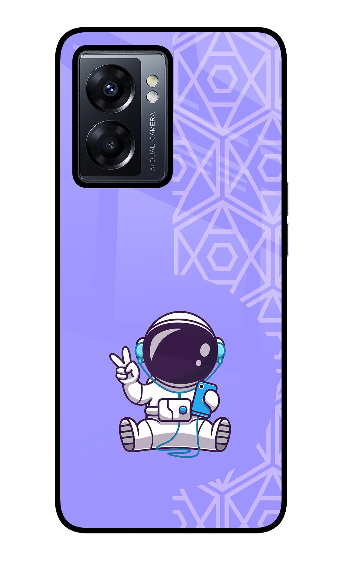 Cute Astronaut Chilling Oppo K10 5G Glass Case Back Cover by Casekaro