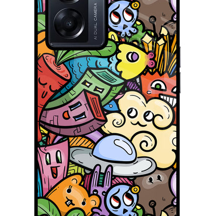 Veggie Doodle Oppo K10 5G Glass Case Back Cover by Casekaro
