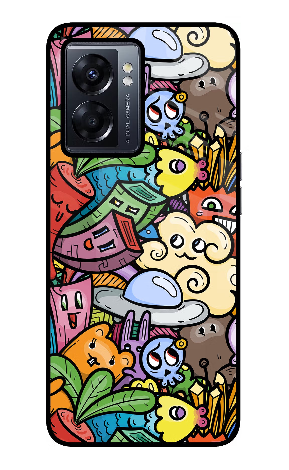 Veggie Doodle Oppo K10 5G Glass Case Back Cover by Casekaro
