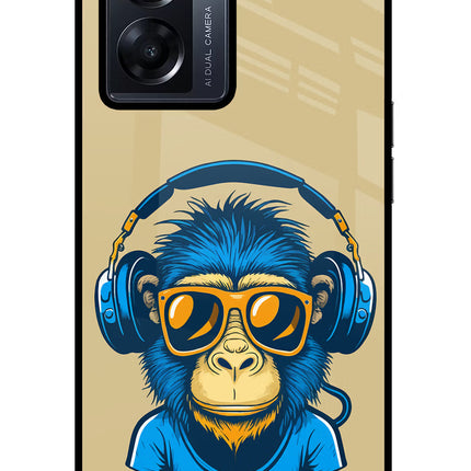 Monkey Headphone Oppo K10 5G Glass Case Back Cover by Casekaro