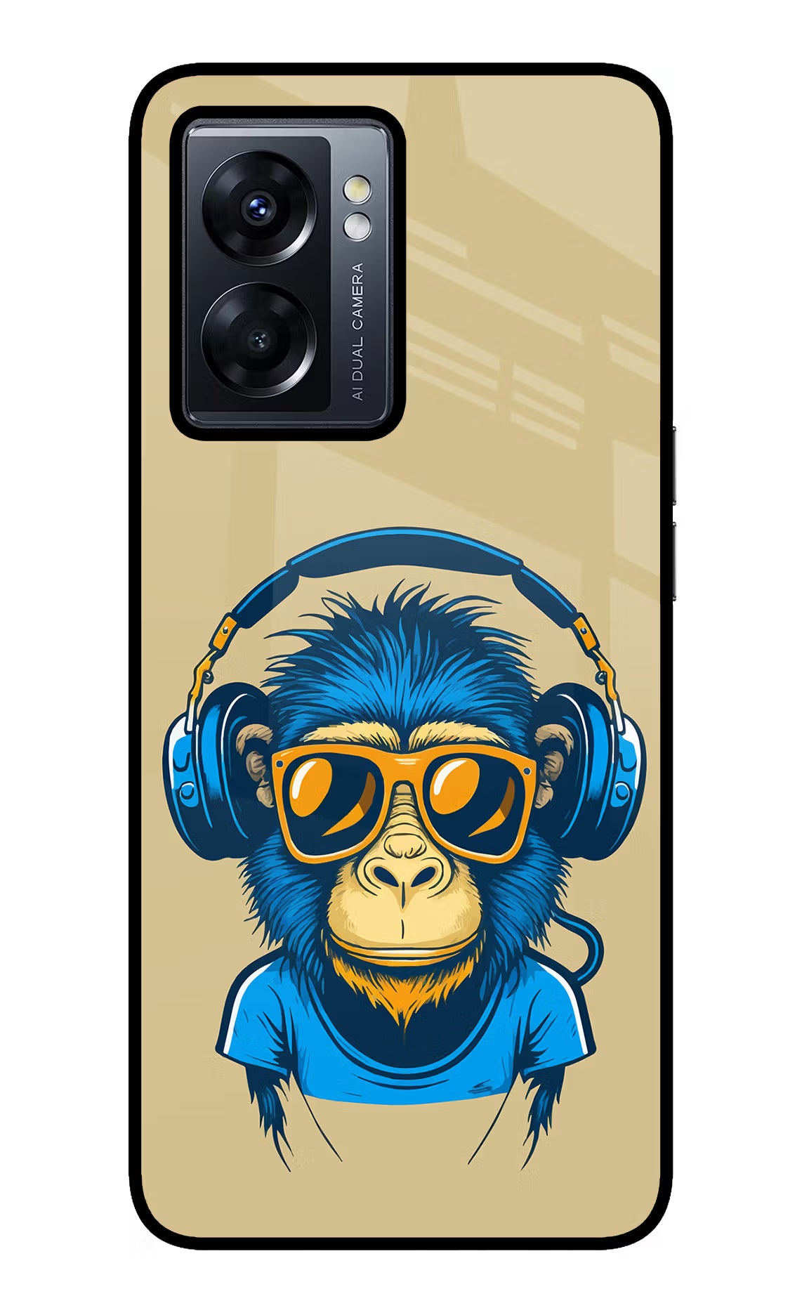 Monkey Headphone Oppo K10 5G Glass Case Back Cover by Casekaro