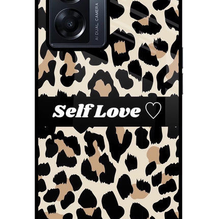 Leopard Print Self Love Oppo K10 5G Glass Case Back Cover by Casekaro