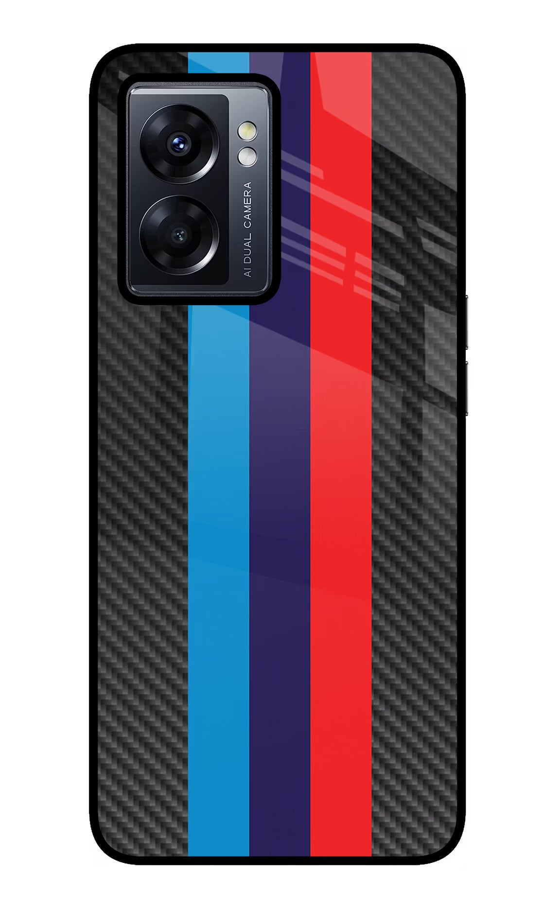 BMW Stripes Pattern Oppo K10 5G Glass Case Back Cover by Casekaro