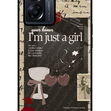 I am just a girl Oppo K10 5G Glass Case Back Cover by Casekaro