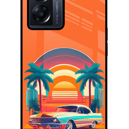 Palm Drive 80s Oppo K10 5G Glass Case Back Cover by Casekaro