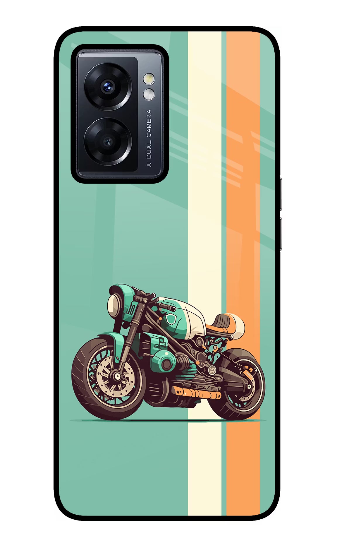Striped Moto Drift Oppo K10 5G Glass Case Back Cover by Casekaro