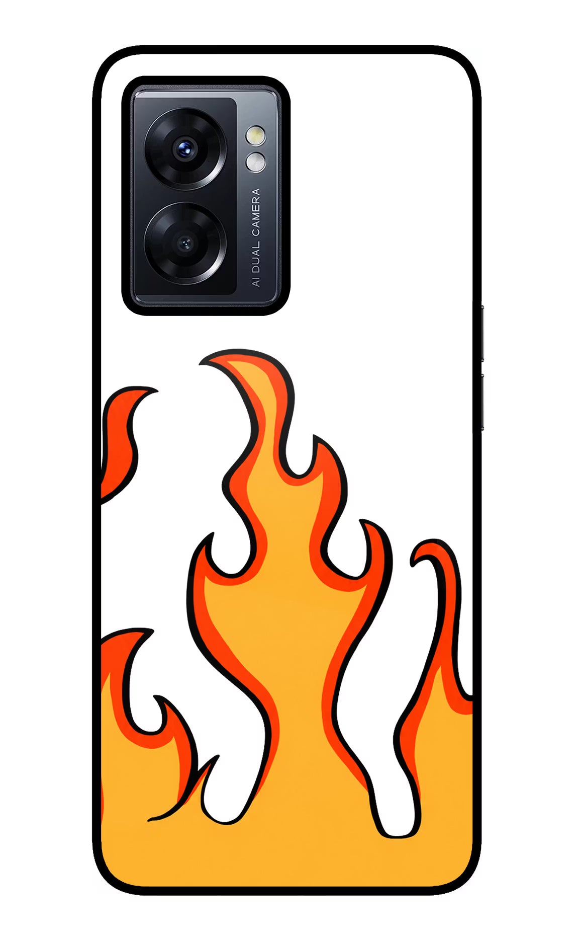 Fired Up – White Oppo K10 5G Glass Case Back Cover by Casekaro