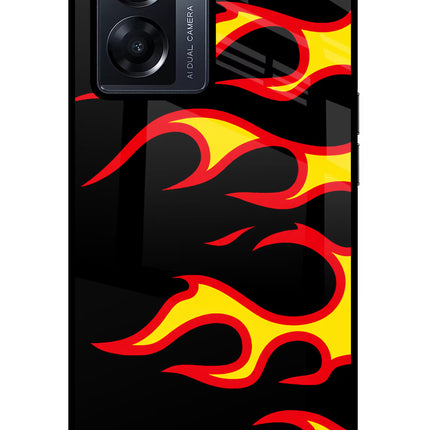 Side Sweep Flames Oppo K10 5G Glass Case Back Cover by Casekaro