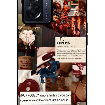 Zodiac Aries Oppo K10 5G Glass Case Back Cover by Casekaro