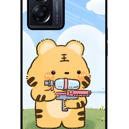 Tiger Treat Oppo K10 5G Glass Case Back Cover by Casekaro