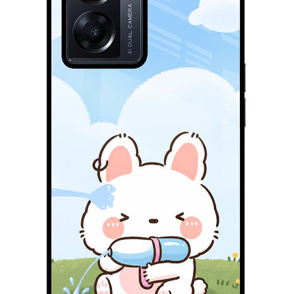 Bunny Treat Oppo K10 5G Glass Case Back Cover by Casekaro