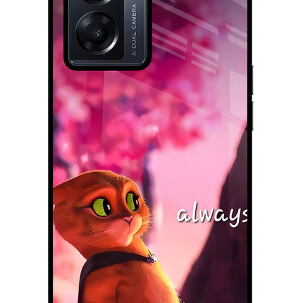 Always Cat Oppo K10 5G Glass Case Back Cover by Casekaro