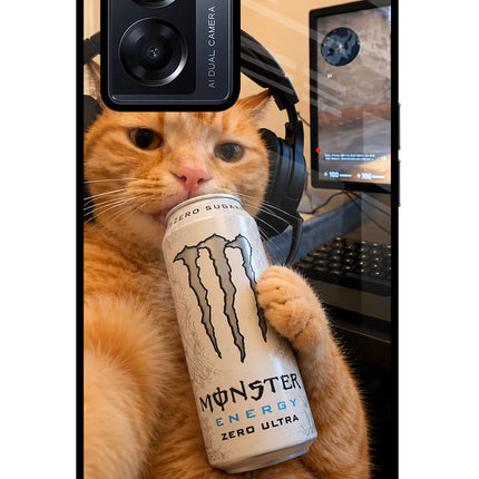 Gamer Cat Energy Oppo K10 5G Glass Case Back Cover by Casekaro