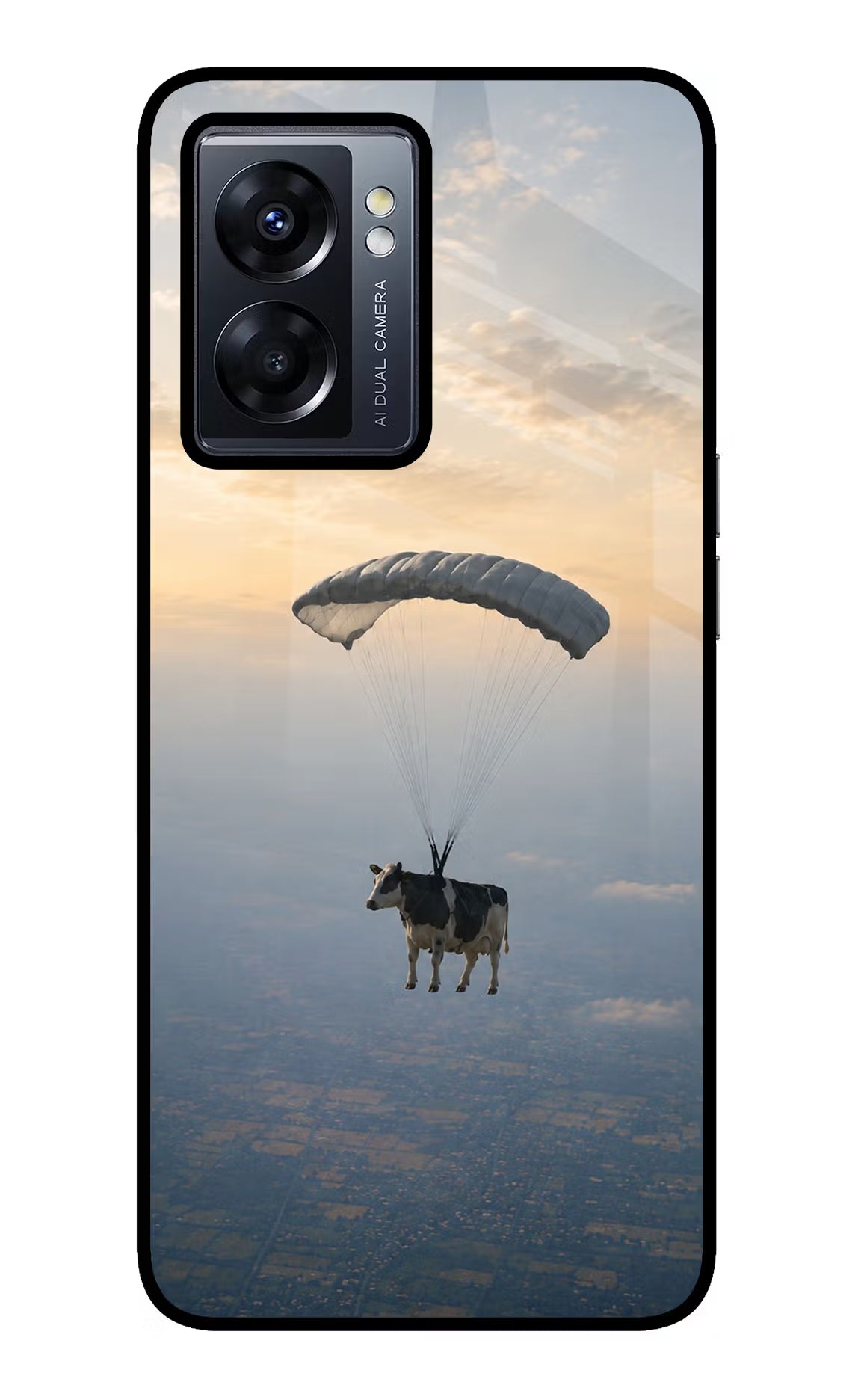 Skydiving Cow Oppo K10 5G Glass Case