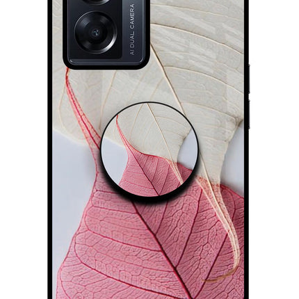 White Pink Leaf Oppo K10 5G Glass Case