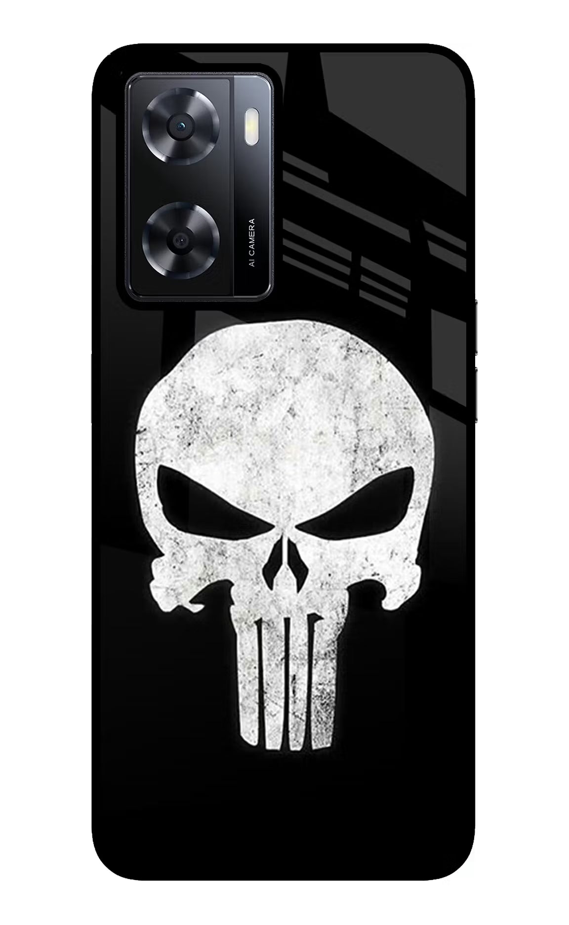 Punisher Skull Oppo A57 2022 Glass Case Back Cover by Casekaro