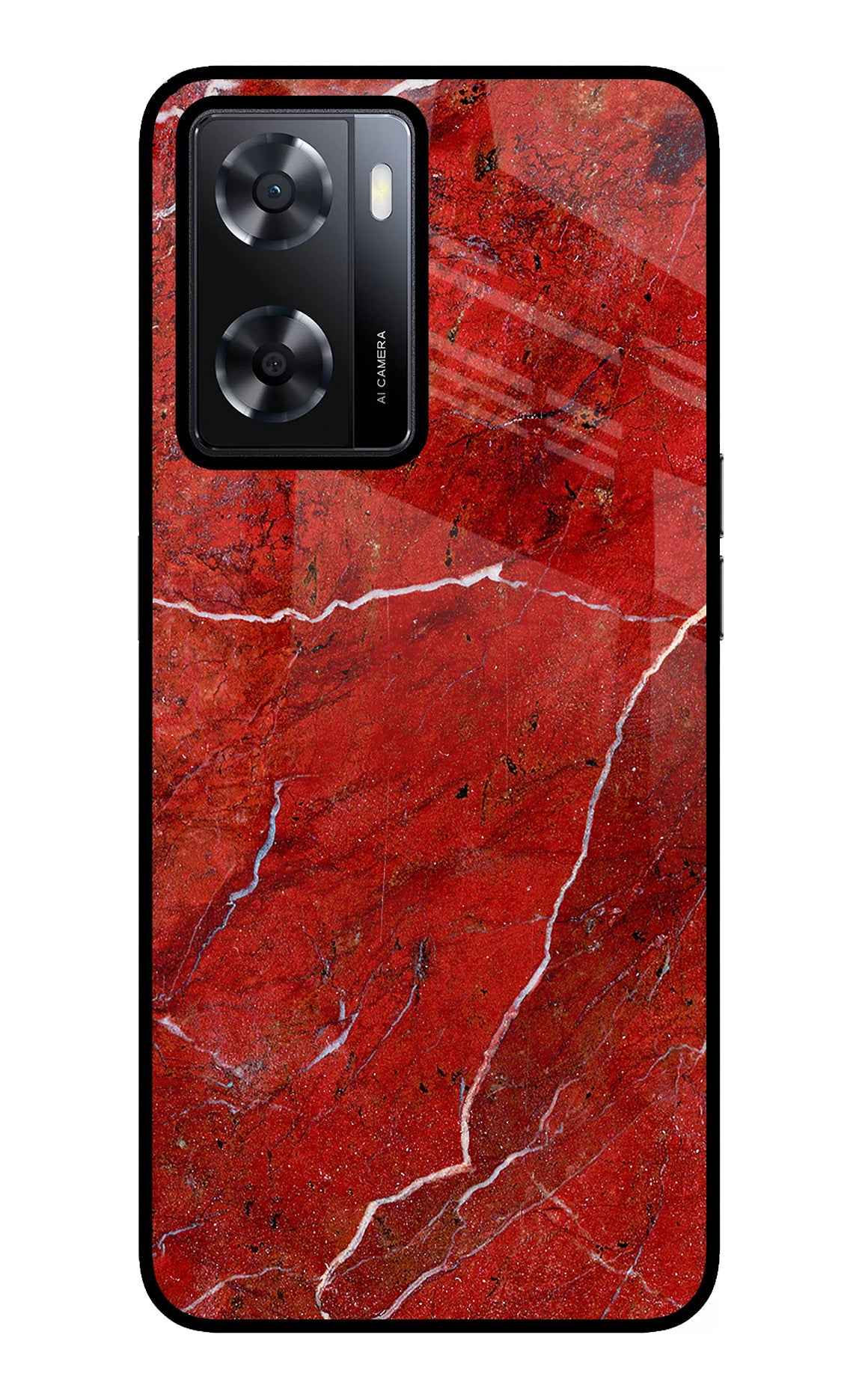 Red Marble Design Oppo A57 2022 Glass Case
