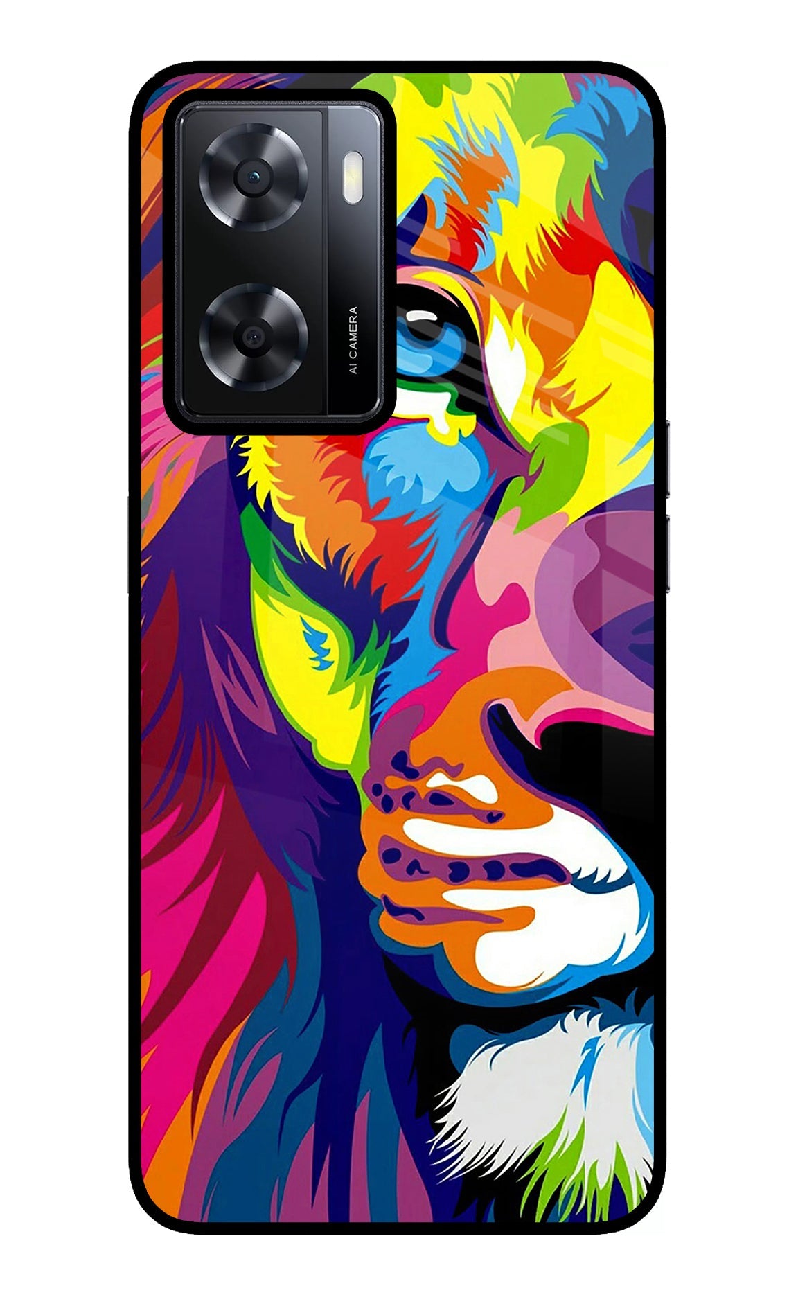 Lion Half Face Oppo A57 2022 Glass Case