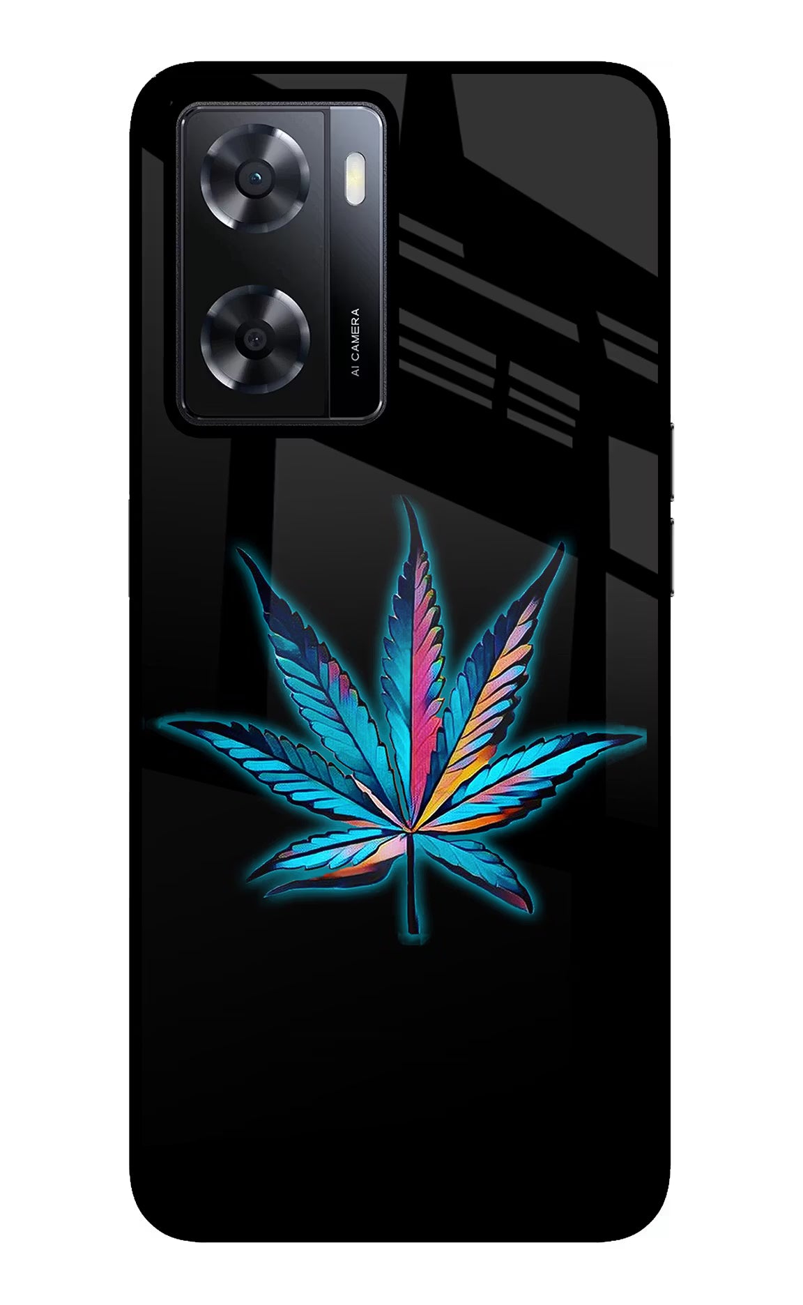 Weed Oppo A57 2022 Glass Case Back Cover by Casekaro