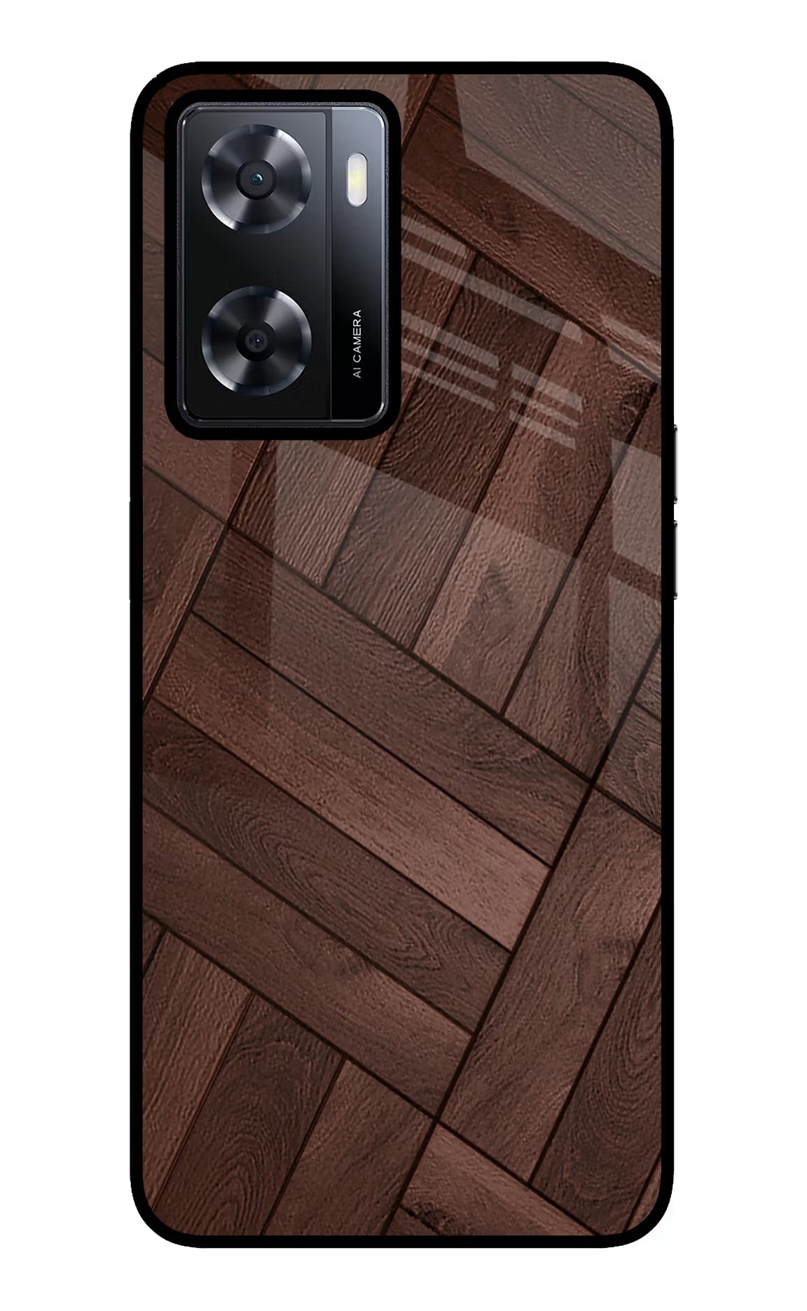 Wooden Texture Design Oppo A57 2022 Glass Case Back Cover by Casekaro