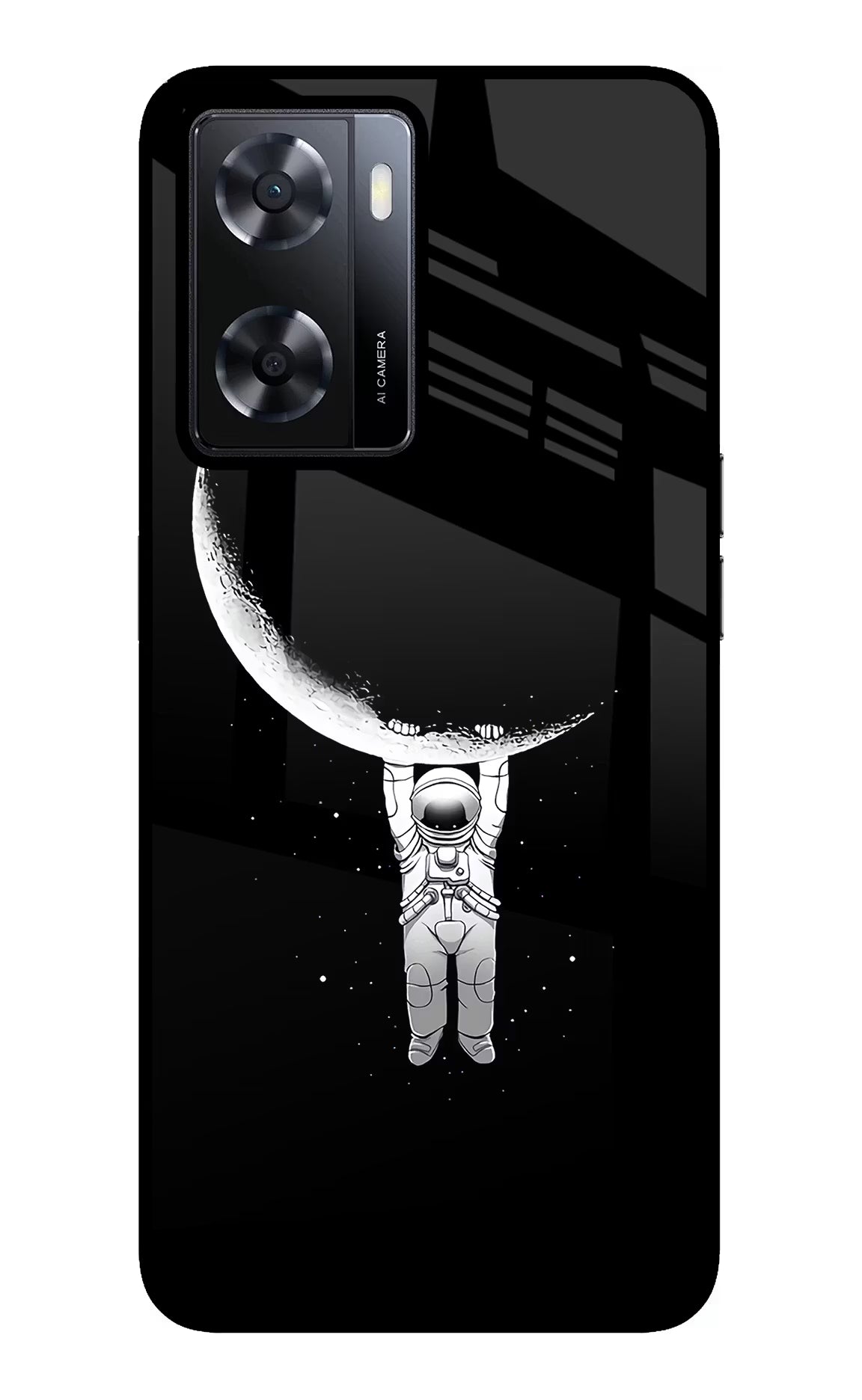 Moon Space Oppo A57 2022 Glass Case Back Cover by Casekaro