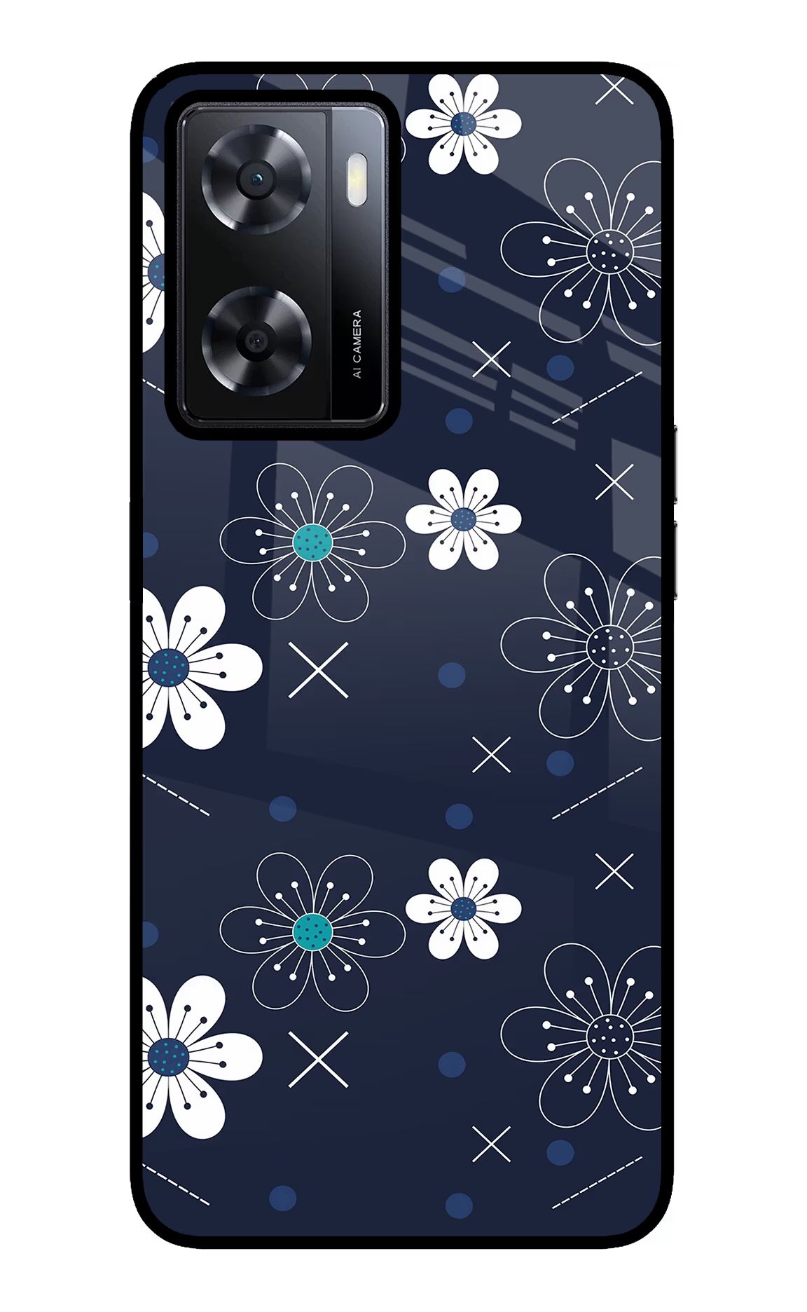 Flowers Oppo A57 2022 Glass Case Back Cover by Casekaro