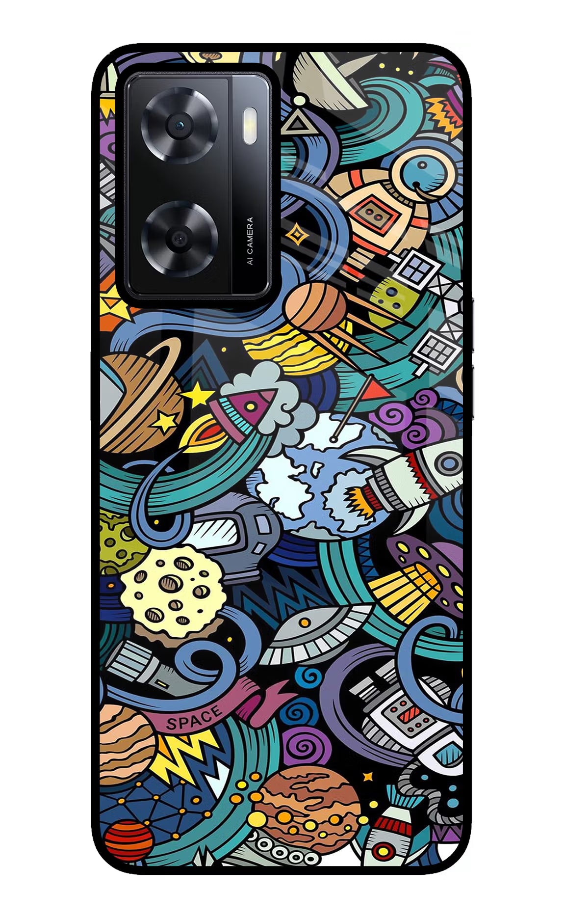 Space Abstract Oppo A57 2022 Glass Case Back Cover by Casekaro