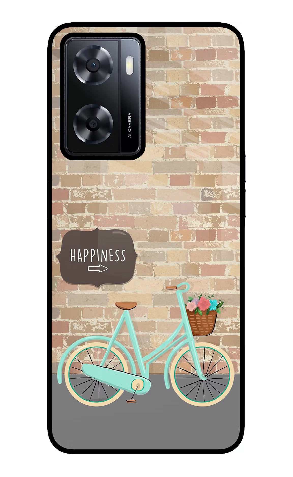 Happiness Artwork Oppo A57 2022 Glass Case Back Cover by Casekaro
