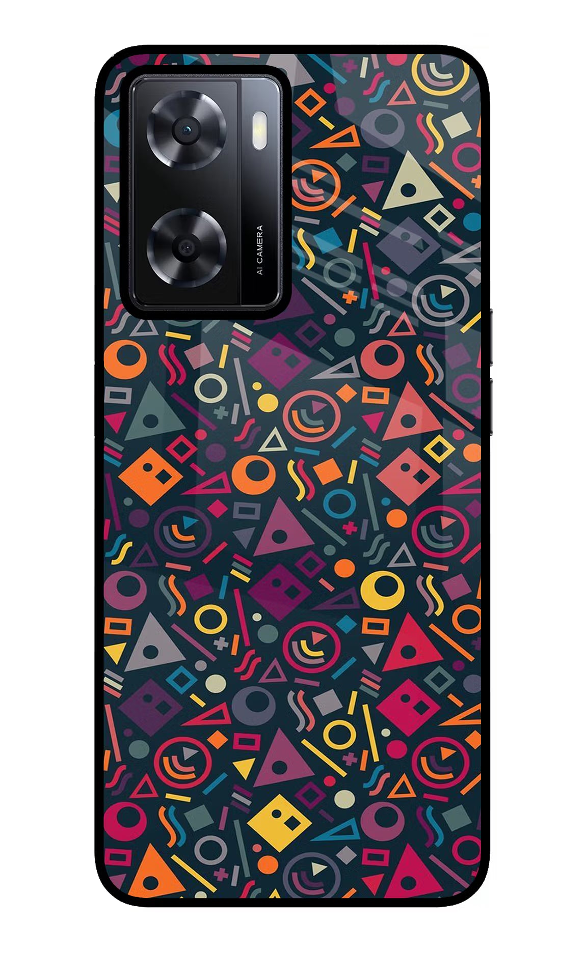 Geometric Abstract Oppo A57 2022 Glass Case Back Cover by Casekaro