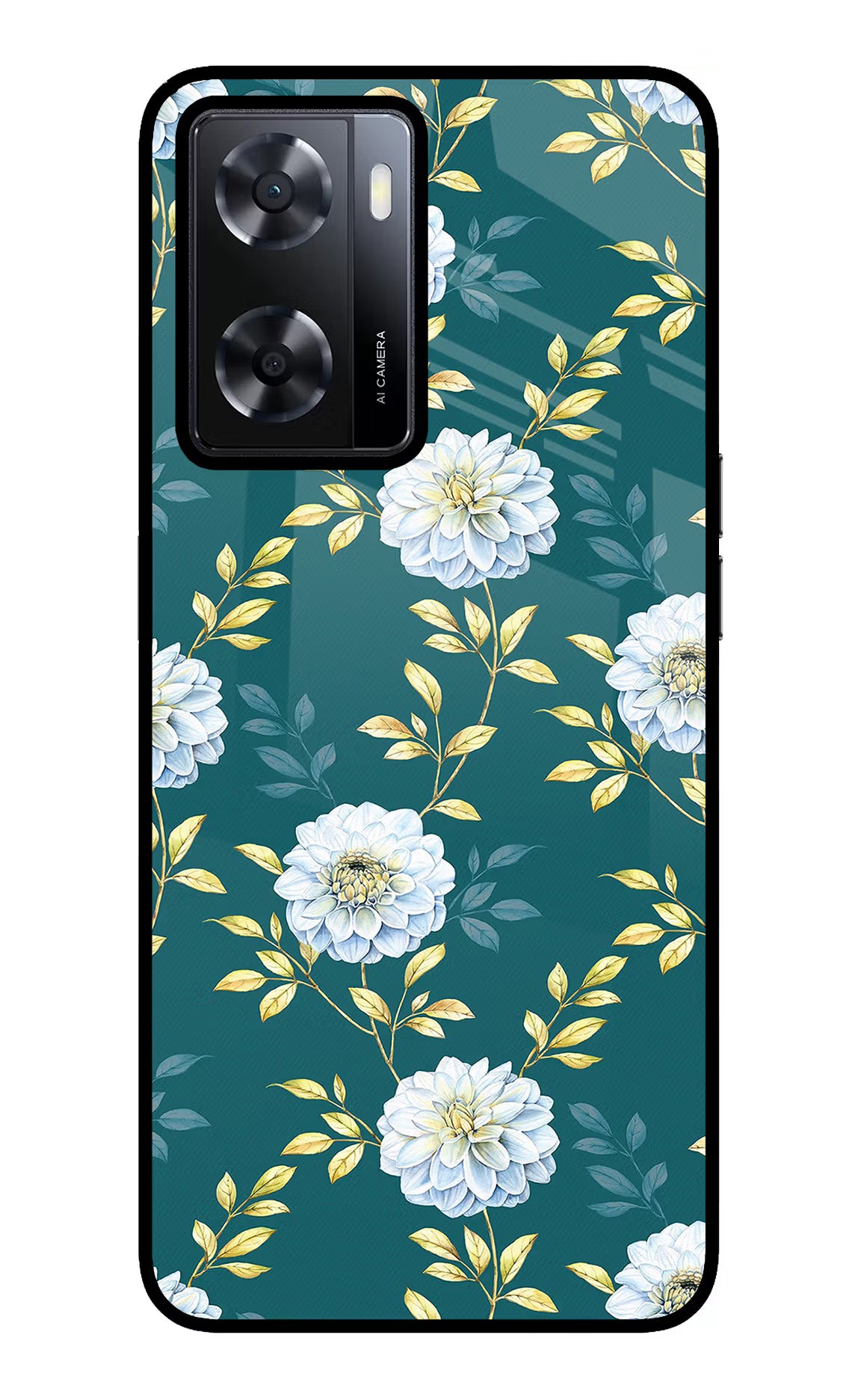 Flowers Oppo A57 2022 Glass Case Back Cover by Casekaro
