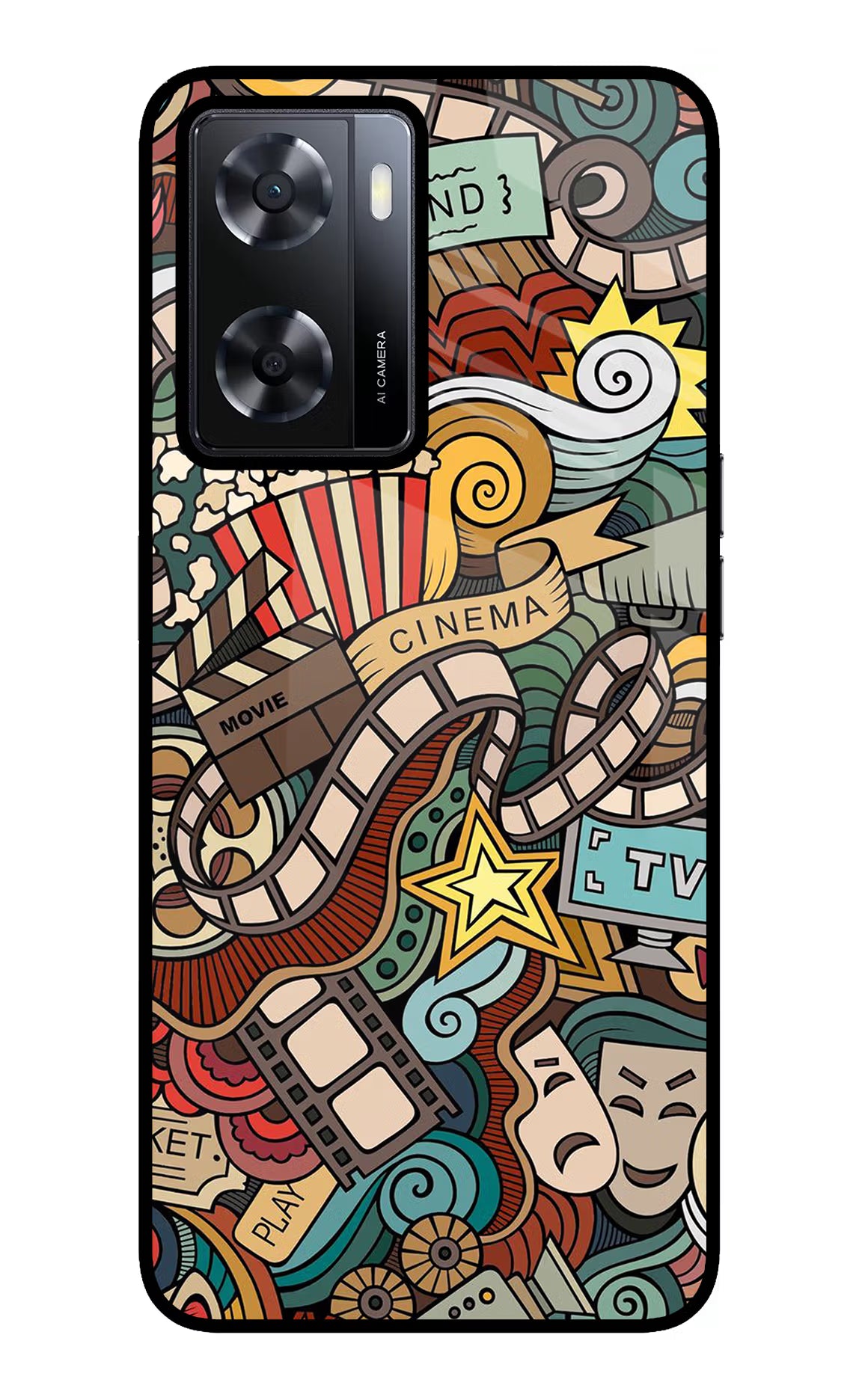 Cinema Abstract Oppo A57 2022 Glass Case Back Cover by Casekaro