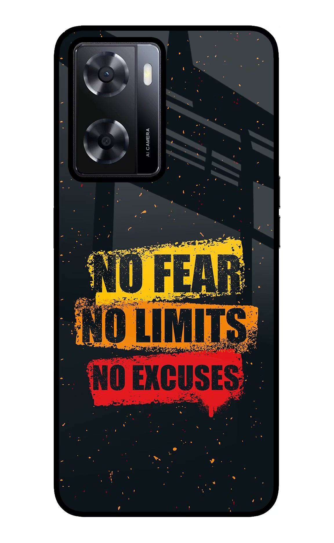 No Fear No Limits No Excuse Oppo A57 2022 Glass Case Back Cover by Casekaro