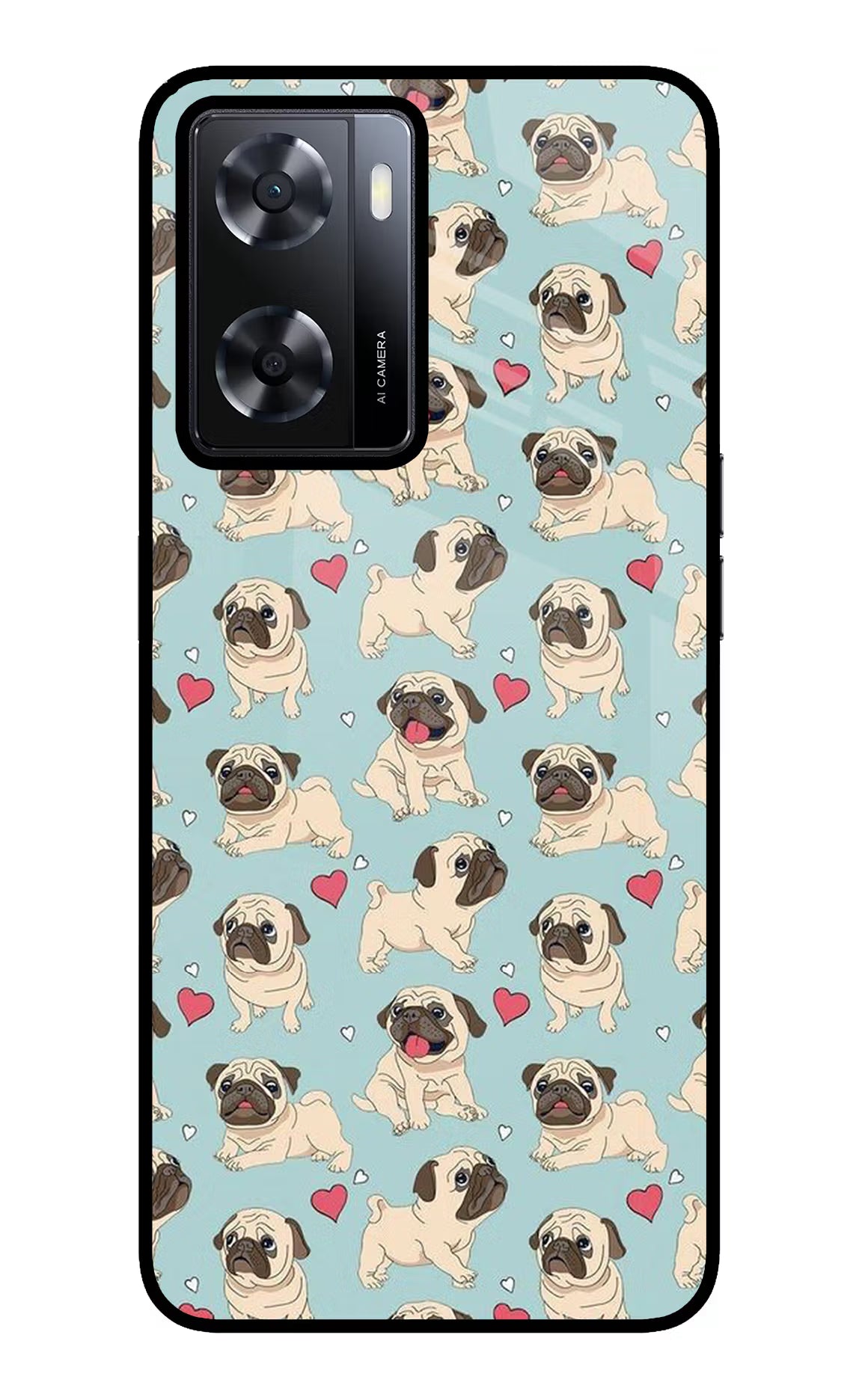 Pug Dog Oppo A57 2022 Glass Case Back Cover by Casekaro