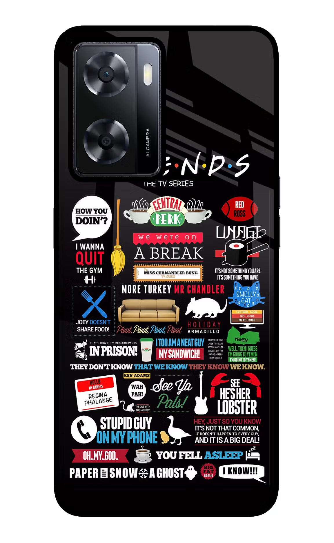 FRIENDS Oppo A57 2022 Glass Case Back Cover by Casekaro