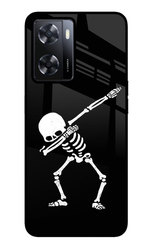 Dabbing Skeleton Art Oppo A57 2022 Glass Case