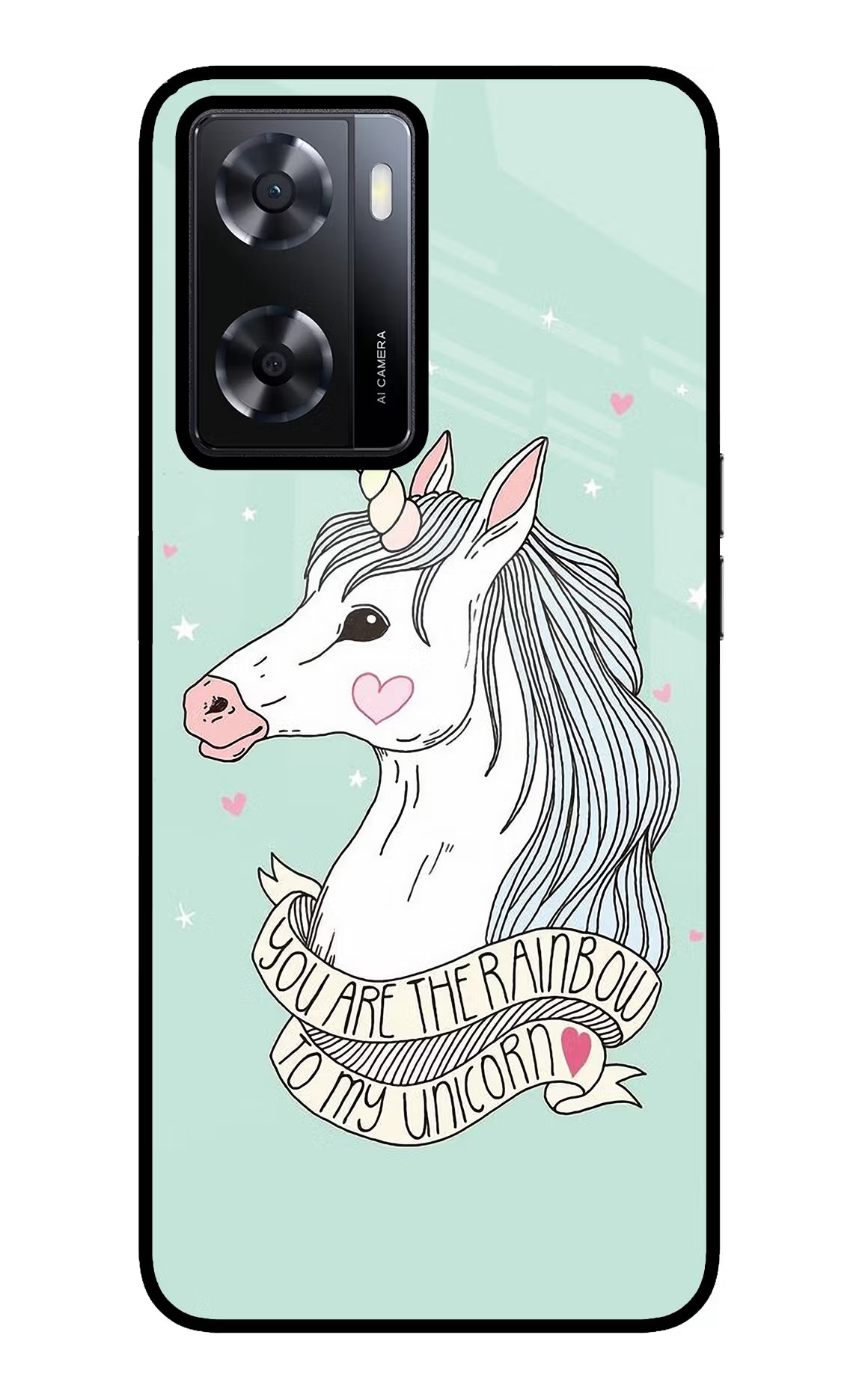 Unicorn Wallpaper Oppo A57 2022 Glass Case Back Cover by Casekaro