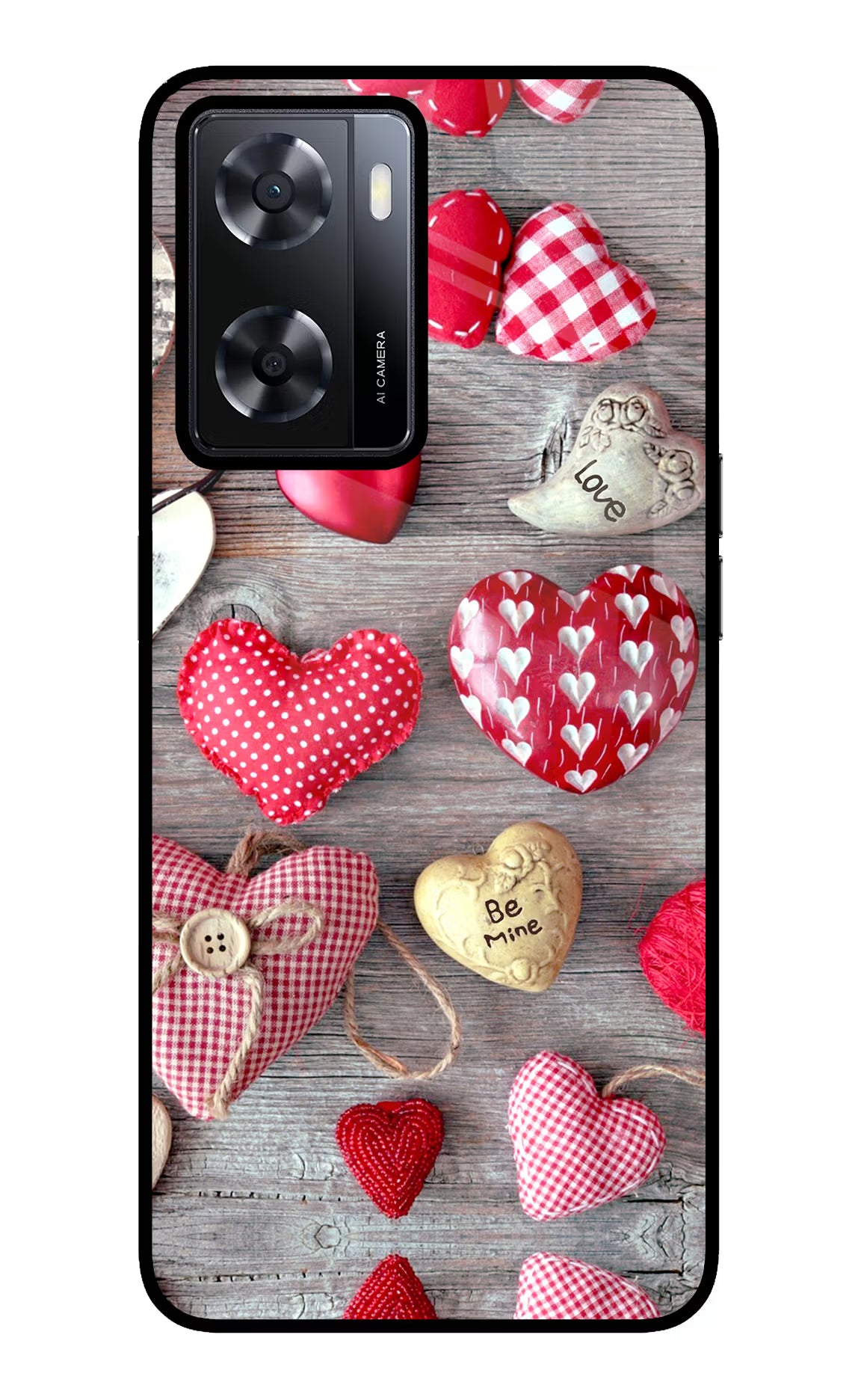 Love Wallpaper Oppo A57 2022 Glass Case Back Cover by Casekaro