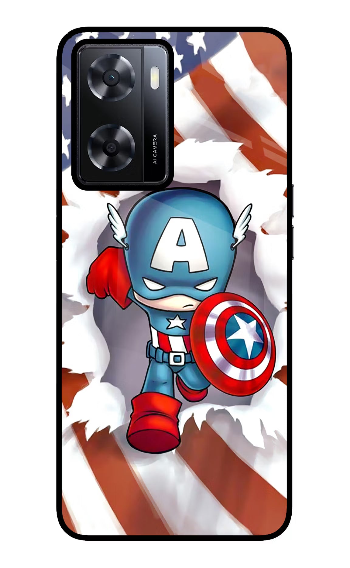 Captain America Oppo A57 2022 Glass Case Back Cover by Casekaro