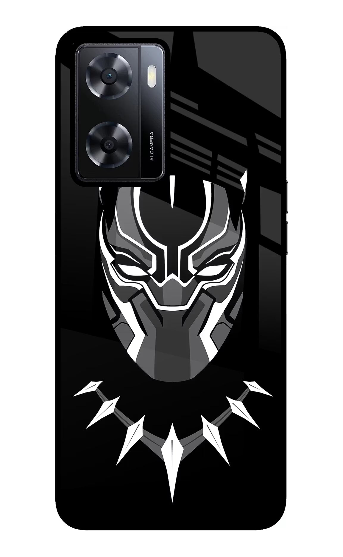 Black Panther Oppo A57 2022 Glass Case Back Cover by Casekaro