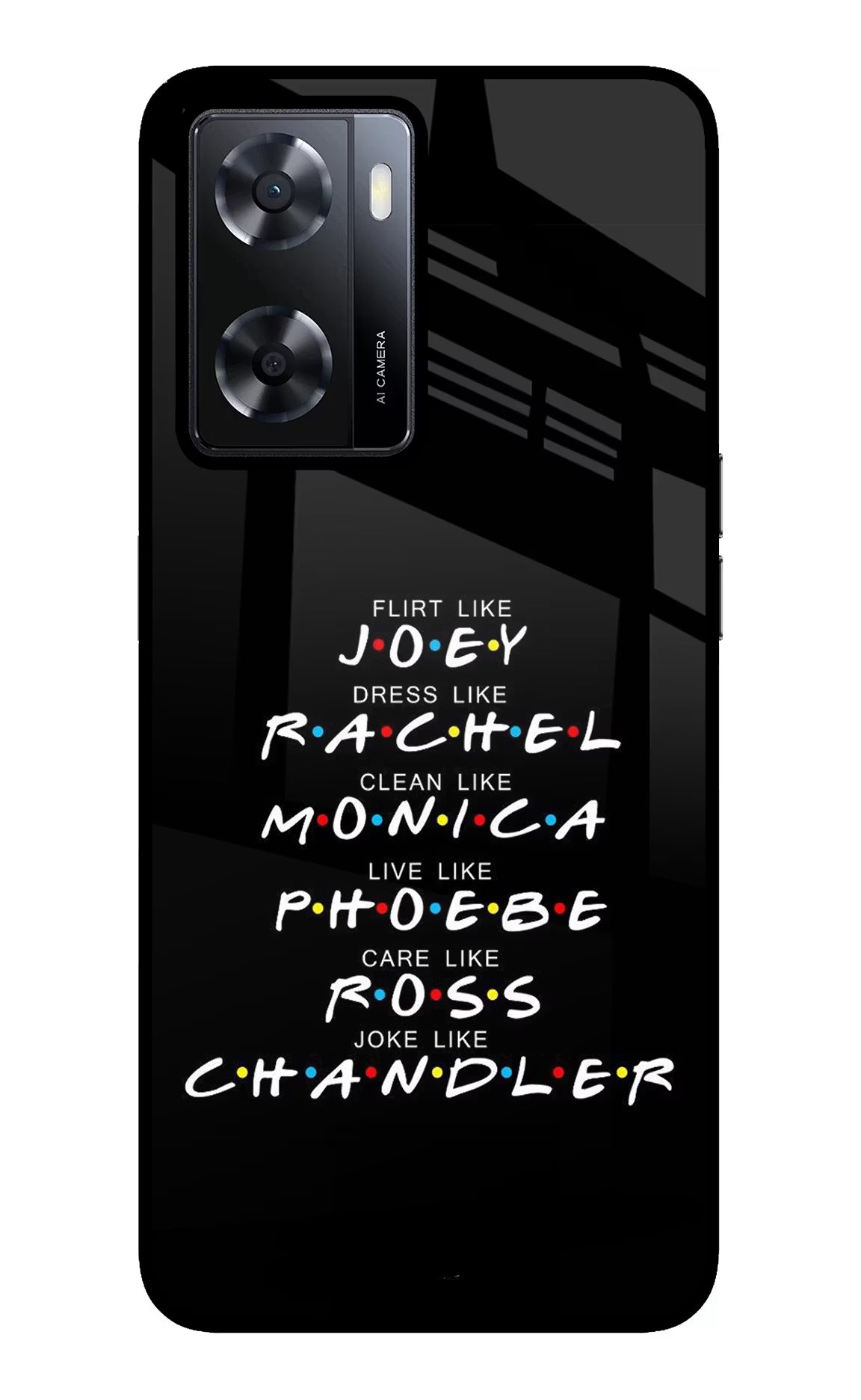 FRIENDS Character Oppo A57 2022 Glass Case Back Cover by Casekaro