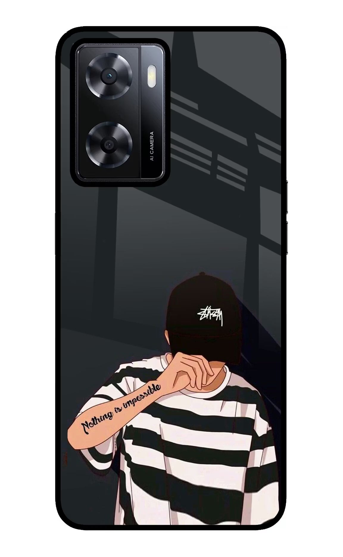 Aesthetic Boy Oppo A57 2022 Glass Case Back Cover by Casekaro
