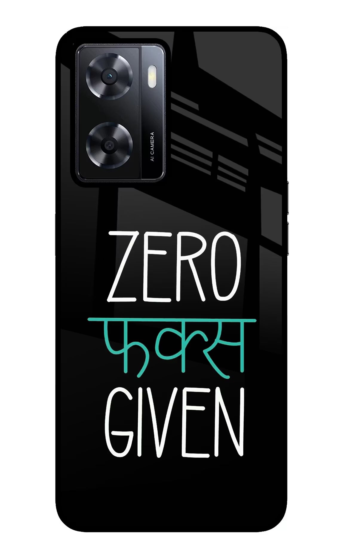 Zero Fucks Given Oppo A57 2022 Glass Case Back Cover by Casekaro